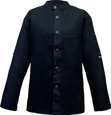 Produktbild von Kochjacke Bikerstyle, langarm, Druckknöpfe, Fb. schwarz, Gr. 5XL : 65% Polyester 35%Baumwolle 220 g/m² : schwarz : 5XL