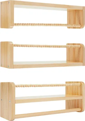 Produktbild von Wandmontierte Bücherregale - 3er-Set Holzregale - 40 x 10 cm - Für Kinderzimmer, Bad, Wohnzimmer - Vielseitige Aufbewahrung - Schwarz