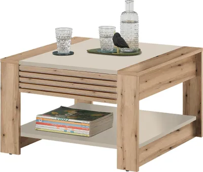 Produktbild von Couchtisch >Feli< Schublade, kaschmir, Evoke Eiche Nachbildung - 70x42x70cm (BxHxT)