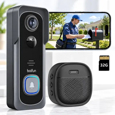 Produktbild von 2K HD WLAN tš¹rklingel mit kamera 32G Karte Funkklingel mit Kamera Alexa Nachtsicht PIR Bewegungserkennung 2 Wege Audio Haustš¹rklingel