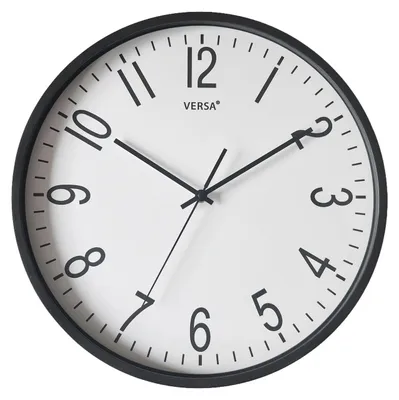 Wandklok 40 cm, leise, Polypropylen, Weiß/Schwarz, dekorativ