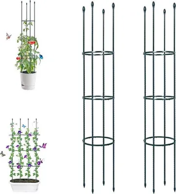 Produktbild von Famanu Pflanzenstütze 160 cm mit Metallkern und Pflanzenclips - Set von 2 Stück