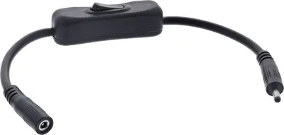 Image de InLine® Câble DC avec interrupteur, DC ST/BU 3,5x1,35mm, AWG 18, noir, 0,20m