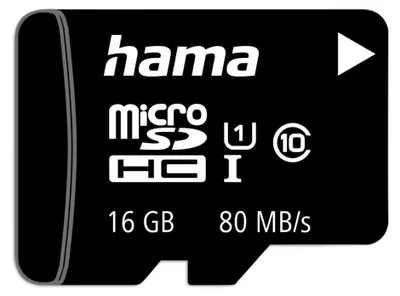 Produktbild von Hama microSDHC 16GB Class 10 UHS-I 80MB/s + Adapter