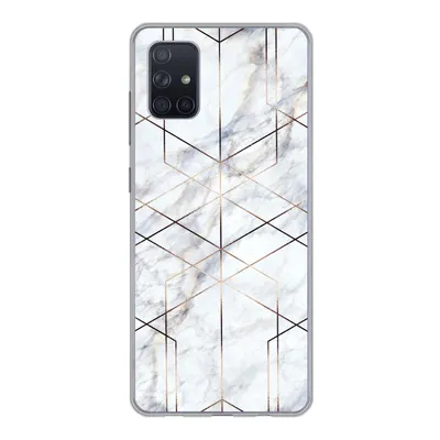 Produktbild von MuchoWow® Handyhülle Schutzhülle Hülle für Samsung Galaxy A71 Marmor - Gold - Weiß Silikon Softcase Handy Hülle - Kartenbesitzer
