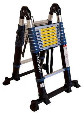 Produktbild von Doppelleiter Aluminium 5,6 m ausziehbar, 2,7 m als Trittleiter, 2x9 Sprossen, 150 kg Tragkraft, EN131