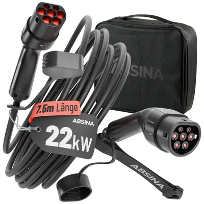 Produktbild von Absina Ladekabel 22 kW 7,5 m Typ 2 Stecker
