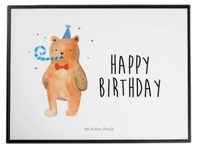 Produktbild von Mr. & Mrs. Panda Schreibunterlage Bär Geburtstag - Weiß - Geschenk, Happy Birthday, Tischunterlage, Alles Gute, tischschutzmatte, schreibtischmatte, schreibtischunterlage