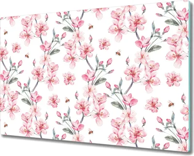 Produktbild von Glas Schneidebrett Herdabdeckplatten Schneideplatten - 80x52 cm - Blühende Blumen