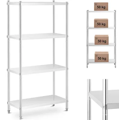 Obrázek produktu pro Ocelový regál – kovový úložný regál – 4 police – 90 x 40 x 180 cm – nosnost 200 kg