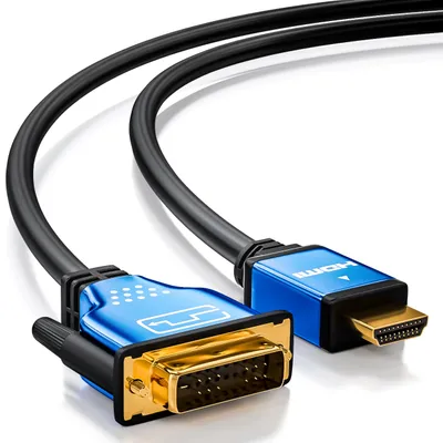 Produktbild von deleyCON 1m HDMI zu DVI Kabel High Speed - 1080p Full-HD 3D Ready - HDMI auf DVI Adapterkabel