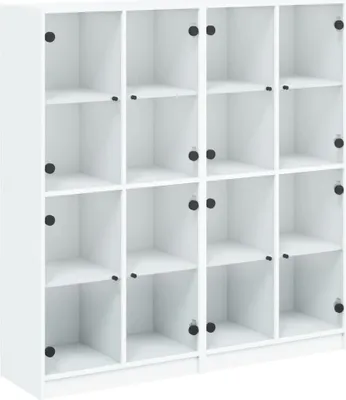 Image de Bibliothèque avec portes blanc 136x37x142 cm bois d'ingénierie