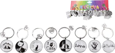 Produktbild von Runder Schlüsselanhänger „Katzenleben“