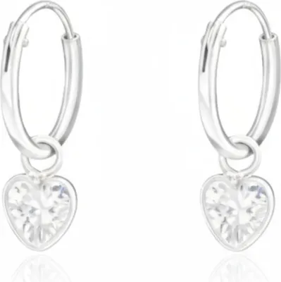 Immagine prodotto di Orecchini a cerchio in argento con cuore pendente e zirconi Argento Unisize Maxte