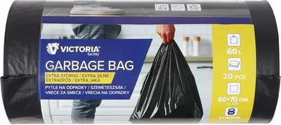 Obrázek produktu pro Pytle na odpadky, 60 l, 20 ks, extra silné, VICTORIA FACILITY