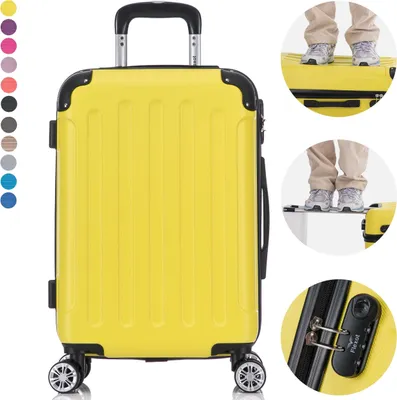 Produktbild von Flexot® F-2045 Handgepäck Bordcase Trolley Koffer Reisekoffer Hartschale Doppeltragegriff mit Zahlenschloss Gr. M Gelb