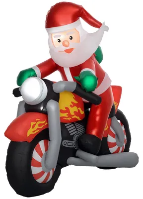 Produktbild von Weihnachtsmann auf Motorrad, Gartendeko, LEDs, aufblasbar, wetterfest, 180 x 95 x 170 cm