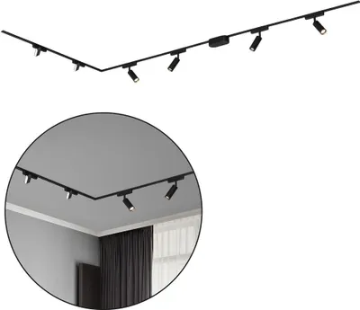 Produktbild von Briloner Luxtrail Schienensystem, Komplettset, 4x LED Spots, 2x LED Tracklight, Schwenkbar, Warmweiß, Schwarz, 3m