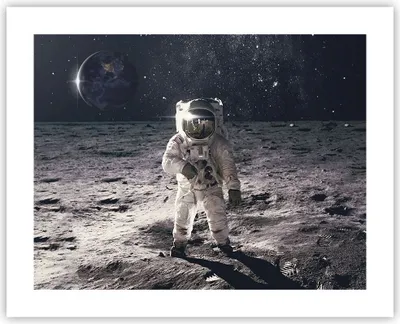Produktbild von Poster - Poster ohne Rahmen - Mond Erde Astronaut - 50x40 cm - Wand Bild - Wanddeko - Wandbilder - Kunstposter - Wandposter - Bilder - Kunstdruck - Wanddekoration - Wandbild - P2XAA50x40-4882