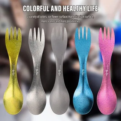 Productafbeelding van Ultralichte Titanium Spork 2-in-1 voor Outdoor Kamperen en Trekking