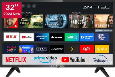 Produktbild von Antteq AV32H3-D1 Fernseher 32 Zoll (80 cm) Smart TV mit Netflix, Prime Video, DAZN, Disney+, YouTube, UVM, WiFi, DVB-T2 / S2 / C