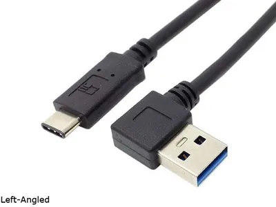Produktbild von SYSTEM-S USB 3.1 Type C zu USB 3.0 A 90° Kabel Links gewinkelt 32 cm