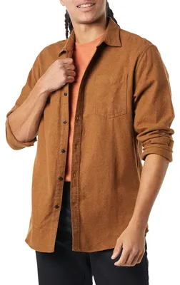 Produktbild von A. Essentials Herren Langarm-Flanellhemd, Toffee Braun, XS