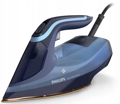 A studio shot of a Philips steam iron against a white background.