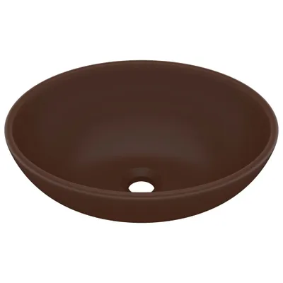 Zdjęcie produktu dla vidaXL Luksusowa owalna umywalka matowa ciemnobrązowa 40x33 cm ceramiczna
