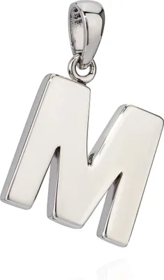 Produktbild von 12x13mm Kettenanhänger Buchstabe M Silber 925 anlaufgeschützt glanz Alphabet
