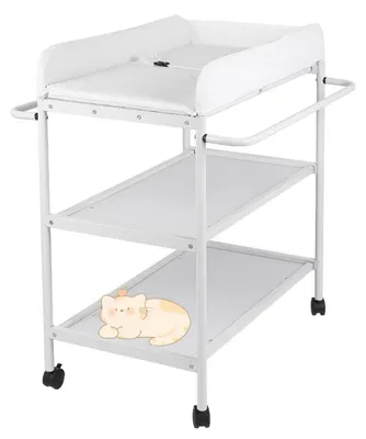 Produktbild von Wickeltisch 2 in 1 mit Badewanne und Rollen für Babys bis 12 Monate, weiß, 84 x 72 x 90 cm