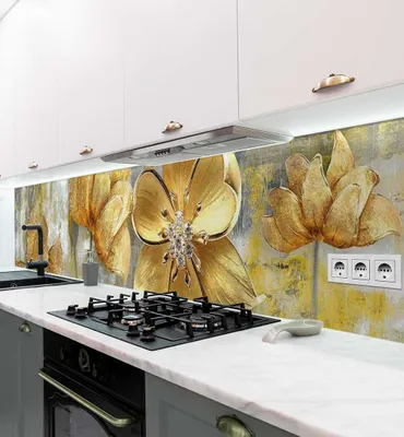 Produktbild von Küchenrückwand selbstklebend Blume mit Diamanten Spritzschutz Folie 400 x 60cm