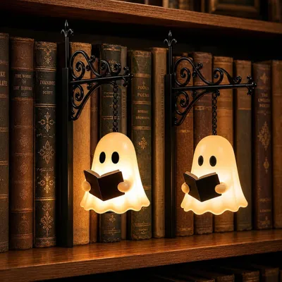 Image de Lampe de bibliothèque, lampe décorative (style C), lanterne LED pour bibliothèque, lampe de lecture sur le thème d'Halloween, lampe vintage, veilleuse LED pour coin lecture