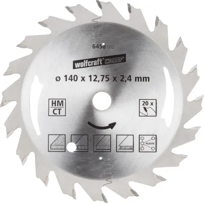 Produktbild von Wolfcraft Kreissägeblatt Ø 140 mm Bohrung Ø 12,75 mm 20 Zähne