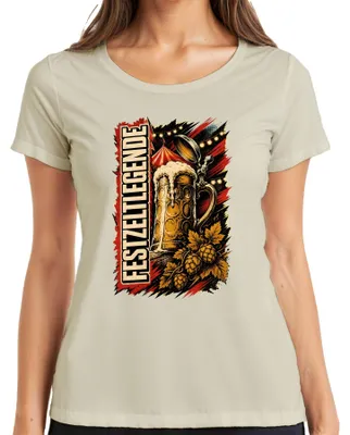 Produktbild von Festzeltlegende Bier Maßkrug Volksfest Lederhose Wiesn Damen T-Shirt, Natur, M