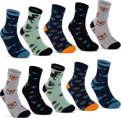 Produktbild von 10 Paar Kinder Socken Jungen & Mädchen Baumwolle Kindersocken 54395 - Farbmix 35-38