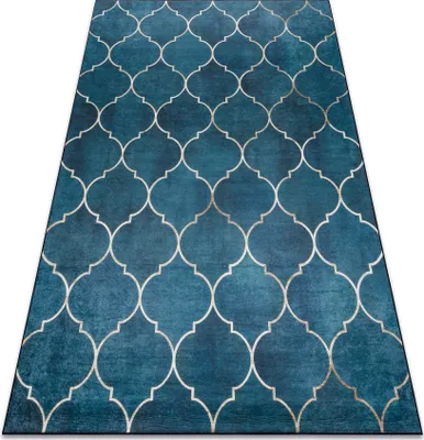 Produktbild von ANDRE 1181 Waschteppich Marokkanisches Spalier Anti-Rutsch - blau Blau 160x220 cm