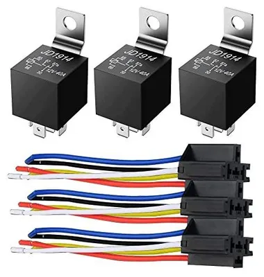 Zdjęcie produktu dla Przekaźnik samochodowy 12V 40A spdt 5 pin zestaw 3 sztuki z przewodami mied