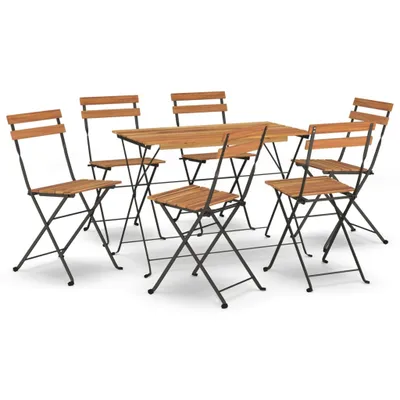 Produktbild von 7-tlg. Bistro-Set Klappbar Massivholz Akazie und Stahl