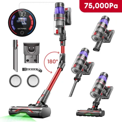 Produktbild von Ultenic UL16F Akku Staubsauger Kabellos 550W/75000PA, 70 Min, 180°flexibles Biegegelenk, selbststehendes , Anti Tangle für Hartböden Teppich Tierhaare
