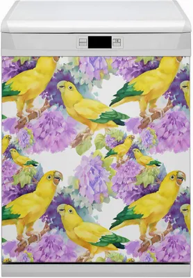 Produktbild von Küche Magnet für Spülmaschine  Abwaschbar 60x80 cm Geschirrspüle  - Gelbe Papageien