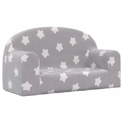 Produktbild von vidaXL Kindersofa 2-Sitzer Hellgrau mit Sternen Weich Plüsch