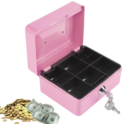 Produktbild von Mini-Tragbare Geldbörse – Rosa, 6 Fächer – Schlüsselschloss, Sicherheitsbox