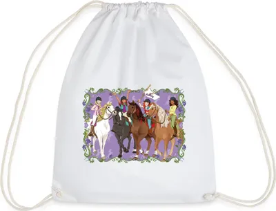 Produktbild von Spreadshirt Schleich Horse Club Lisa Sarah Sofia Hannah reiten Turnbeutel, One size, Weiß