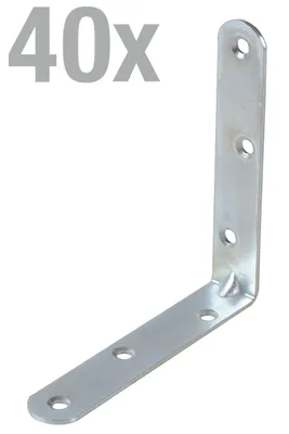 Produktbild von Alberts 40 x Stuhlwinkel 100 x 100 x 19 mm – verzinkt, Möbelwinkel, Holzwinkel & Eckwinkel