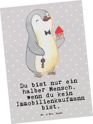 Produktbild von Mr. & Mrs. Panda Postkarte Immobilienkaufmann Herz - Grau Pastell - Geschenk, Postkarten, Ansichtskarten, Witzig, Immobilienmakler, Ausbildung, Grußkarte, Spruch