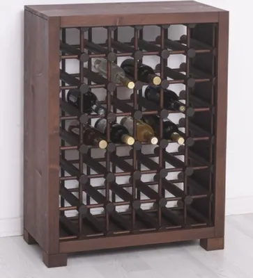 Produktbild von Casa Padrino Landhausstil Massivholz Weinschrank Braun / Schwarz 68 x 35 x H. 68 cm - Massivholz Weinregal im Landhausstil - Massivholz Bar Möbel - Landhausstil Bar Möbel