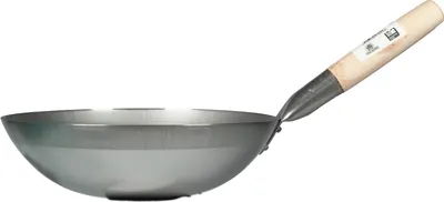 Produktbild von Jade Temple | Flacher Wok - 30 Cm - Stahl - Langer Holzgriff - Effiziente Wärmeleitung