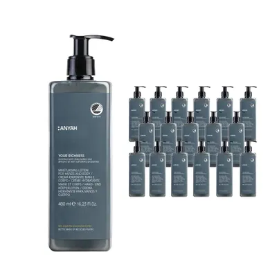 Produktbild von ANYAH Bodylotion 18 × 480 ml – vegan, für trockene Haut, natürlichen Inhaltsstoffen, Ecolabel - nicht nachfüllbar