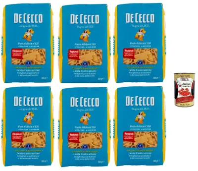 Produktbild von De Cecco Pasta Mista Nr. 120 - Pasta 500g | Langsam trocknend | Hochwertiges Hartweizengrieß | 13 min kochen (al dente 11) | Ideal für Suppen & traditionelle Gerichte + Italian Gourmet Polpa 400g